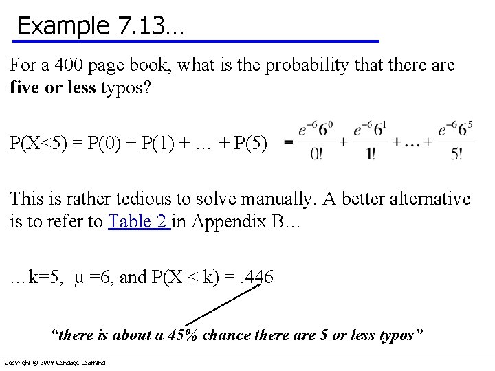 Example 7. 13… For a 400 page book, what is the probability that there