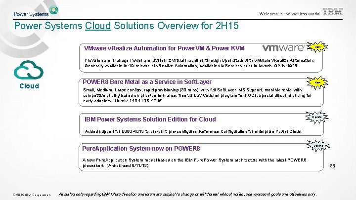 Welcome to the waitless world Power Systems Cloud Solutions Overview for 2 H 15 Welcome to the waitless world Power Systems Cloud Solutions Overview for 2 H 15