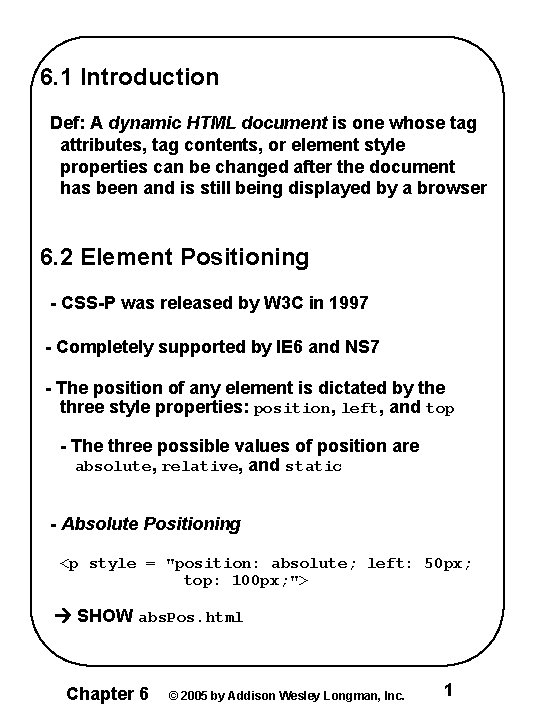 6 1 Introduction Def A dynamic HTML document