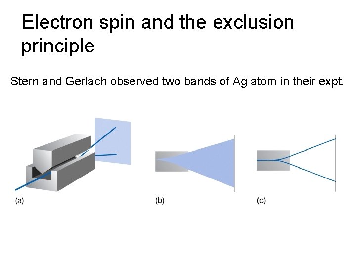 Electron spin and the exclusion principle Stern and Gerlach observed two bands of Ag