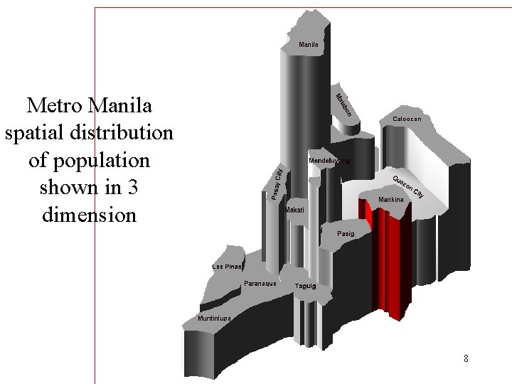 Metro Manila spatial distribution of population shown in 3 dimension 8 