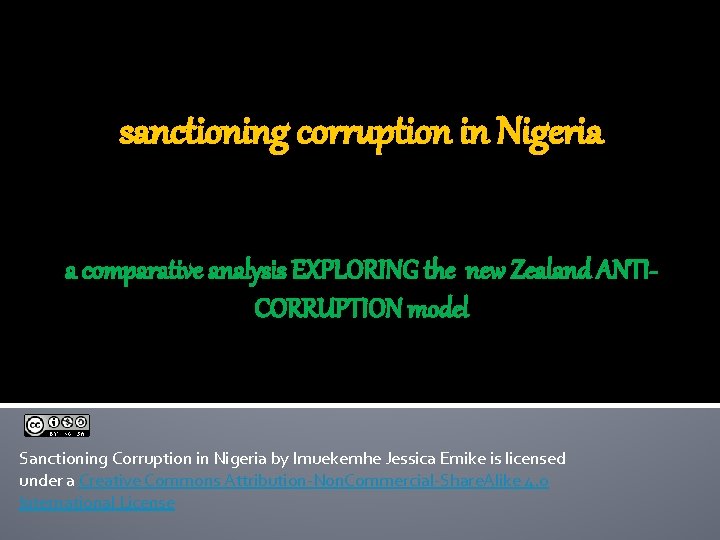 sanctioning corruption in Nigeria a comparative analysis EXPLORING the new Zealand ANTICORRUPTION model Sanctioning