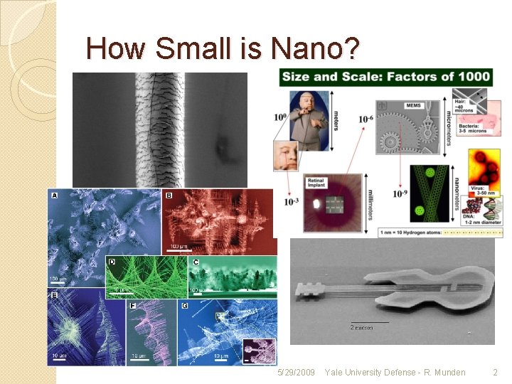 How Small is Nano? 5/29/2009 Yale University Defense - R. Munden 2 