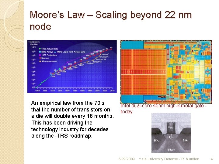 Moore’s Law – Scaling beyond 22 nm node An empirical law from the 70’s