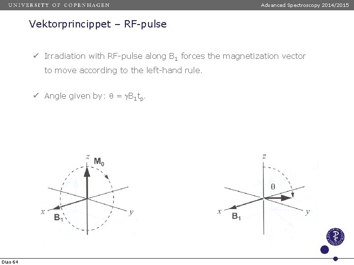 Advanced Spectroscopy 2014/2015 Vektorprincippet – RF-pulse ü Irradiation with RF-pulse along B 1 forces