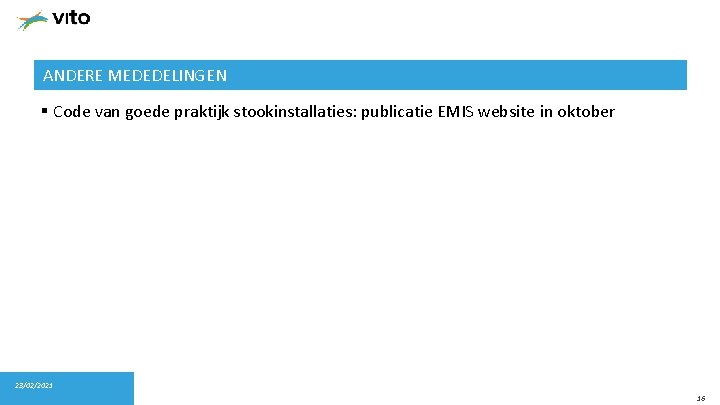 ANDERE MEDEDELINGEN § Code van goede praktijk stookinstallaties: publicatie EMIS website in oktober 23/02/2021