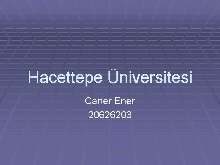Hacettepe Üniversitesi Caner Ener 20626203 