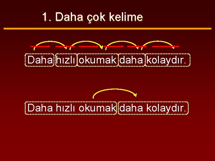 1. Daha çok kelime Daha hızlı okumak daha kolaydır. 