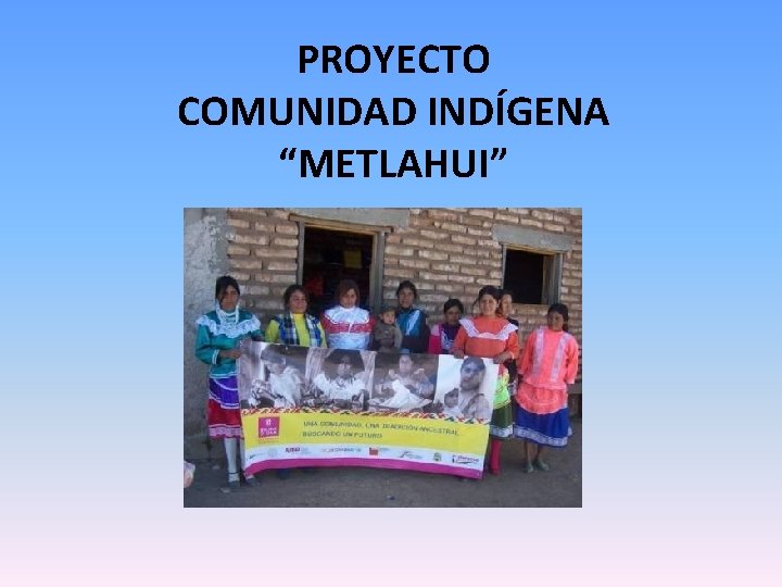 PROYECTO COMUNIDAD INDÍGENA “METLAHUI” 