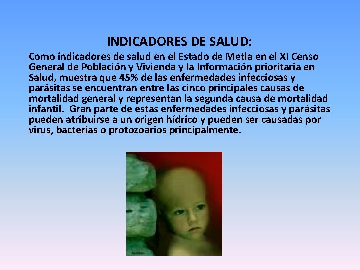 INDICADORES DE SALUD: Como indicadores de salud en el Estado de Metla en el