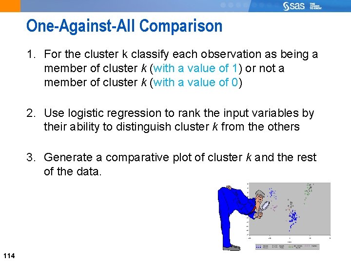 One-Against-All Comparison 1. For the cluster k classify each observation as being a member