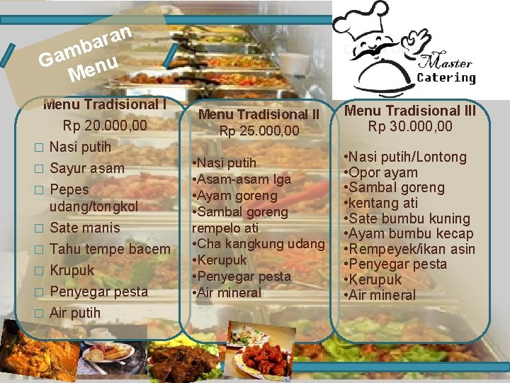 n a r a b Gam enu M Menu Tradisional I Rp 20. 000,