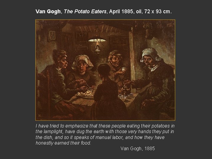 Van Gogh, The Potato Eaters, April 1885, oil, 72 x 93 cm. I have Van Gogh, The Potato Eaters, April 1885, oil, 72 x 93 cm. I have
