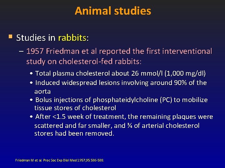 Animal studies § Studies in rabbits: – 1957 Friedman et al reported the first Animal studies § Studies in rabbits: – 1957 Friedman et al reported the first