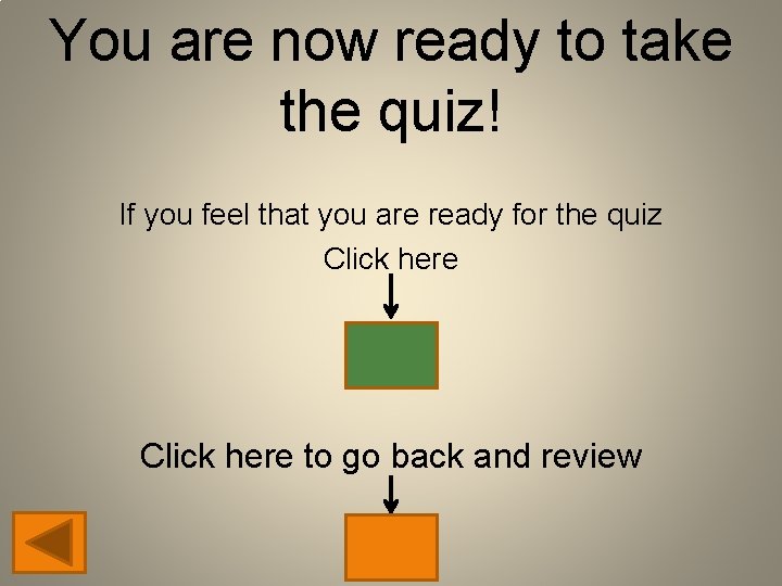 You are now ready to take the quiz! If you feel that you are