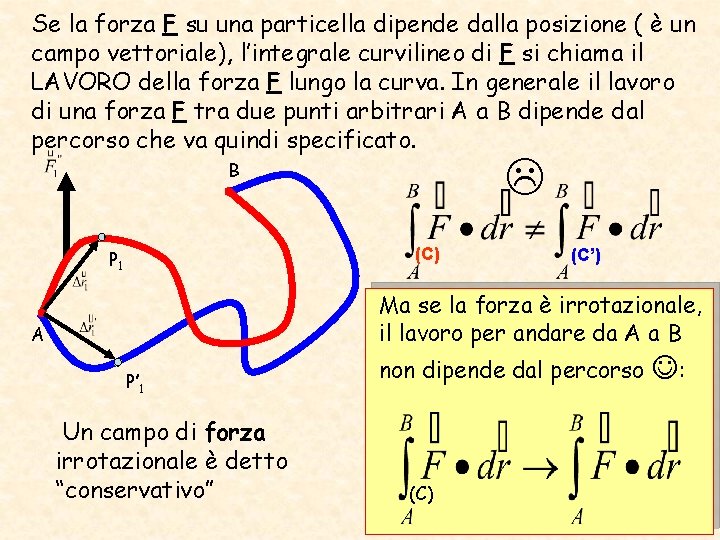 Se la forza F su una particella dipende dalla posizione ( è un campo