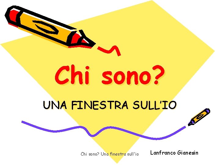 Chi sono? UNA FINESTRA SULL’IO Chi sono? Una finestra sull'io Lanfranco Gianesin 