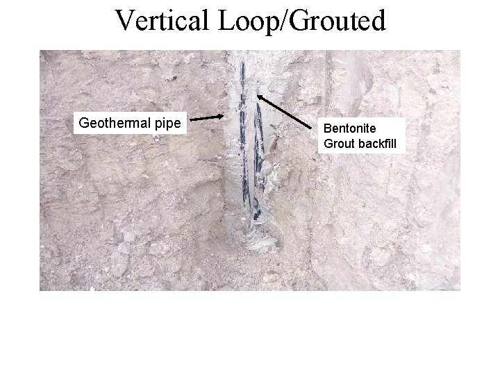 Vertical Loop/Grouted Geothermal pipe Bentonite Grout backfill 