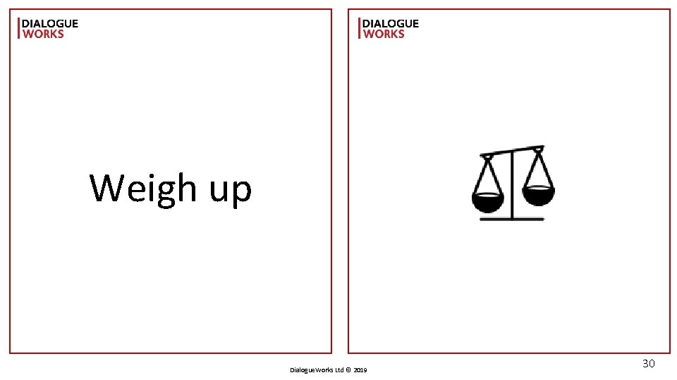 Weigh up Dialogue. Works Ltd © 2019 30 