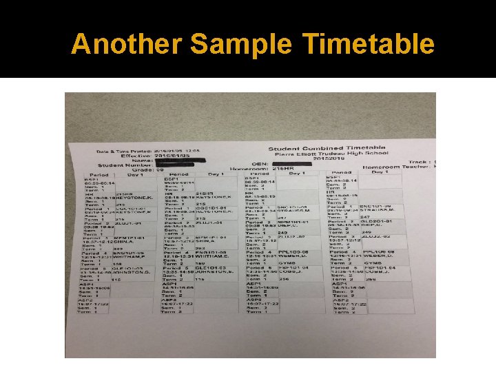 Another Sample Timetable 