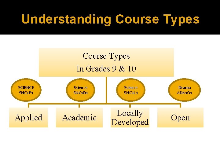 Understanding Course Types In Grades 9 & 10 SCIENCE SNC 1 P 1 Applied