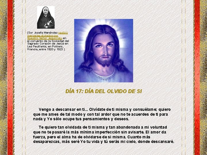 (Sor Josefa Menéndez recibió mensajes dictados por Nuestro Señor Jesucristo en el convento de (Sor Josefa Menéndez recibió mensajes dictados por Nuestro Señor Jesucristo en el convento de