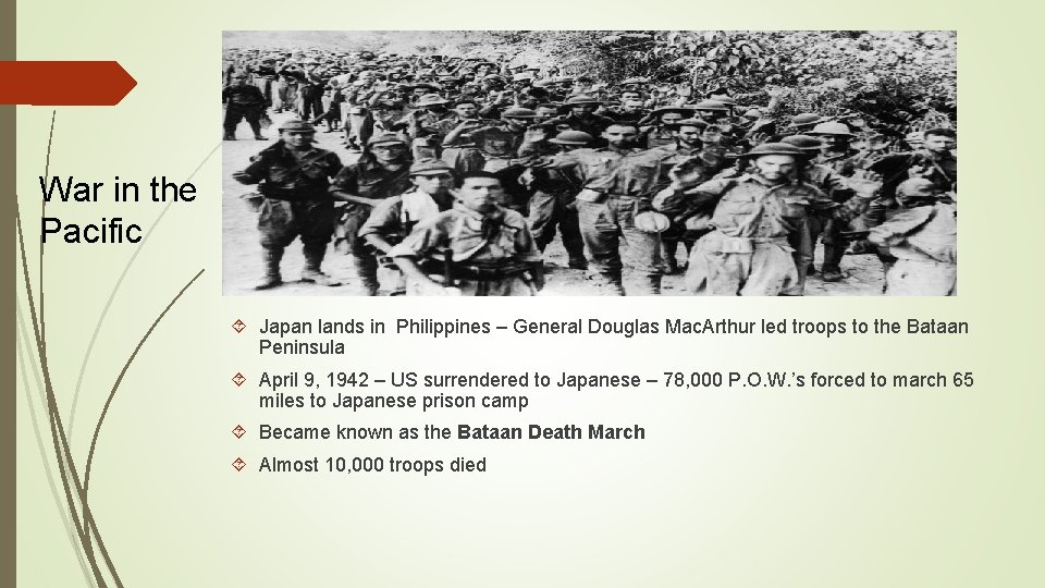 Immediately following Pearl Harbor War in the Pacific Japan lands in Philippines – General