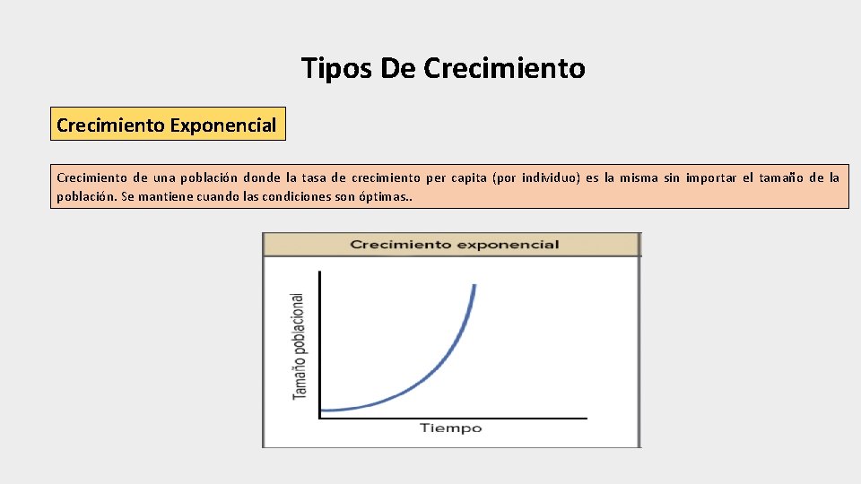 Tipos De Crecimiento Exponencial Crecimiento de una población donde la tasa de crecimiento per