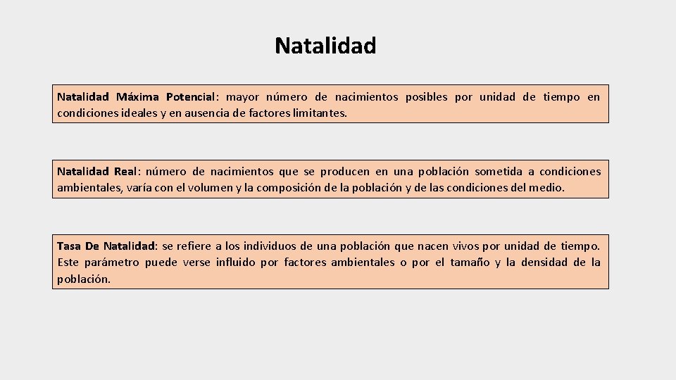 Natalidad Máxima Potencial: mayor número de nacimientos posibles por unidad de tiempo en condiciones