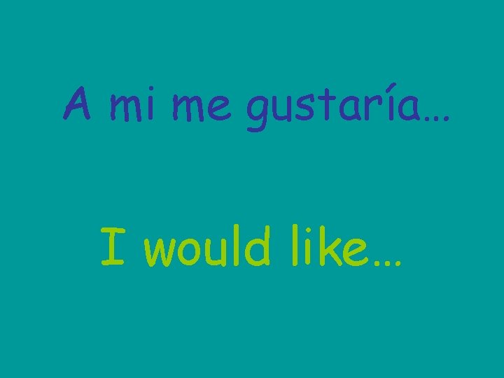 A mi me gustaría… I would like… 