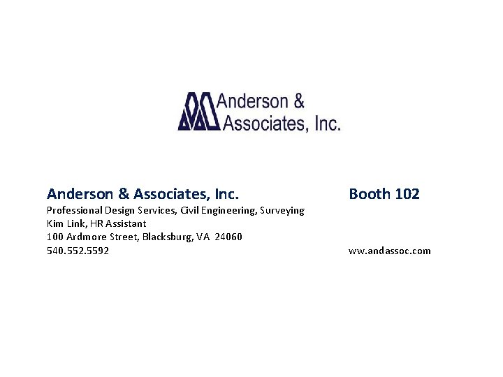 Anderson & Associates, Inc. Professional Design Services, Civil Engineering, Surveying Kim Link, HR Assistant