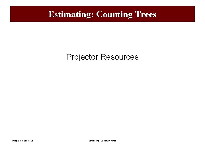 Estimating: Counting Trees Projector Resources Estimating: Counting Trees 