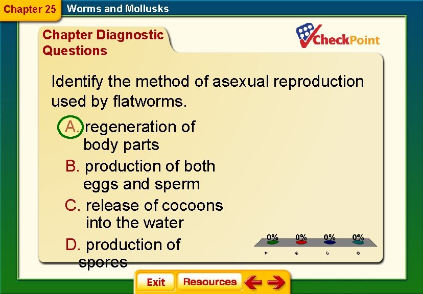 Chapter 25 Worms and Mollusks Chapter Diagnostic Questions Identify the method of asexual reproduction