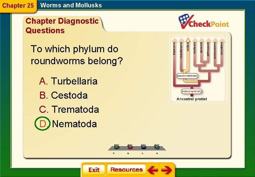 Chapter 25 Worms and Mollusks Chapter Diagnostic Questions To which phylum do roundworms belong?