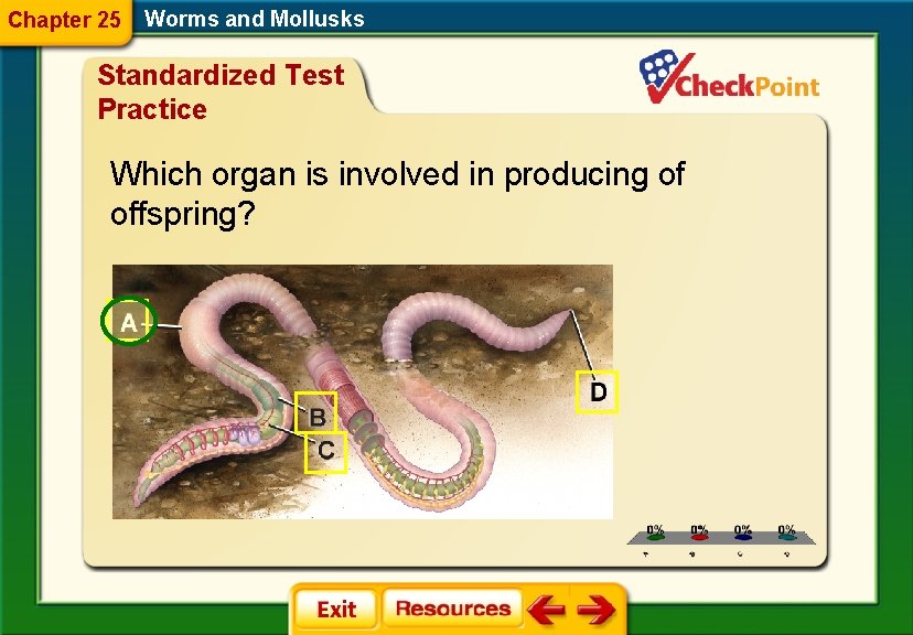 Chapter 25 Worms and Mollusks Standardized Test Practice Which organ is involved in producing