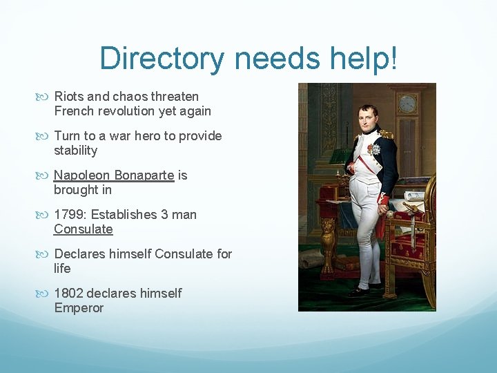Directory needs help! Riots and chaos threaten French revolution yet again Turn to a