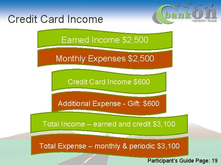 Credit Card Income Earned Income $2, 500 Monthly Expenses $2, 500 Credit Card Income