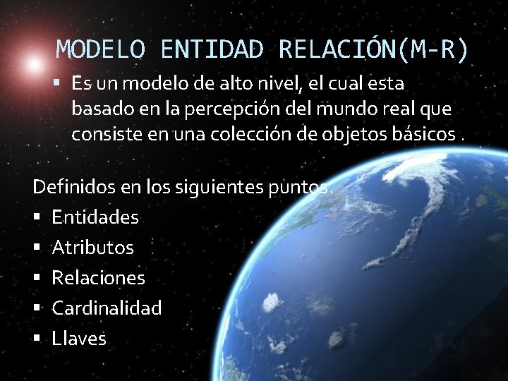 MODELO ENTIDAD RELACIÓN(M-R) Es un modelo de alto nivel, el cual esta basado en MODELO ENTIDAD RELACIÓN(M-R) Es un modelo de alto nivel, el cual esta basado en