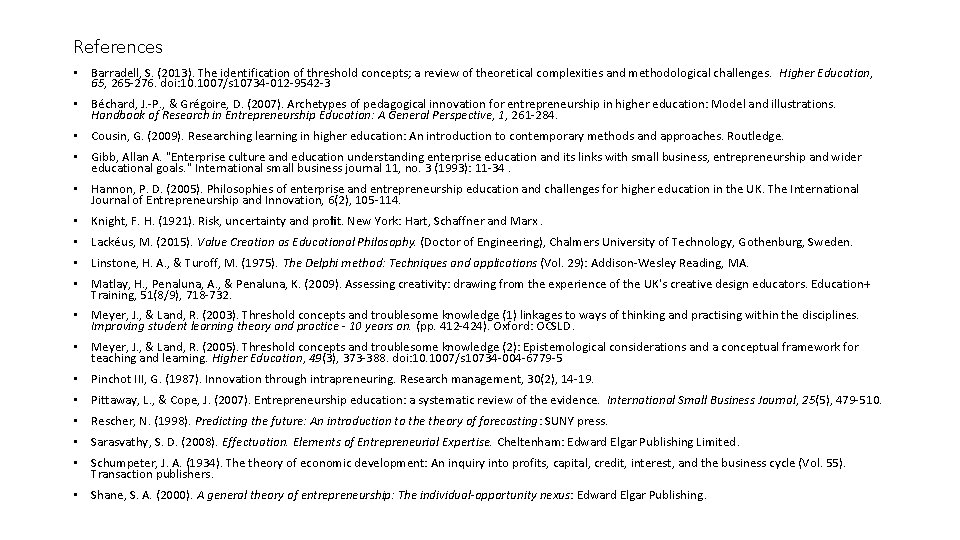 References • Barradell, S. (2013). The identification of threshold concepts; a review of theoretical