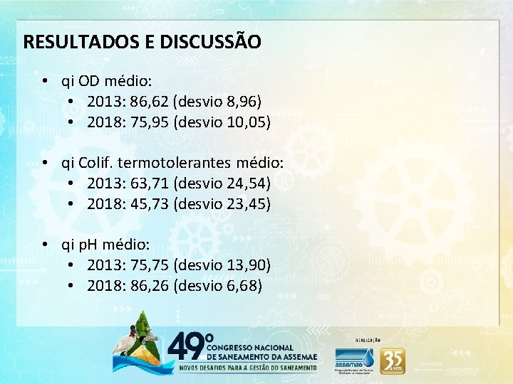 RESULTADOS E DISCUSSÃO • qi OD médio: • 2013: 86, 62 (desvio 8, 96)