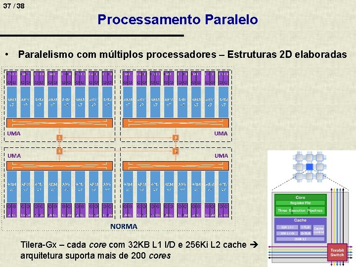 37 / 38 Processamento Paralelo • Paralelismo com múltiplos processadores – Estruturas 2 D