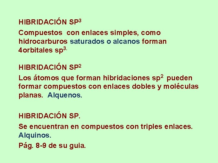 HIBRIDACIÓN SP 3 Compuestos con enlaces simples, como hidrocarburos saturados o alcanos forman 4