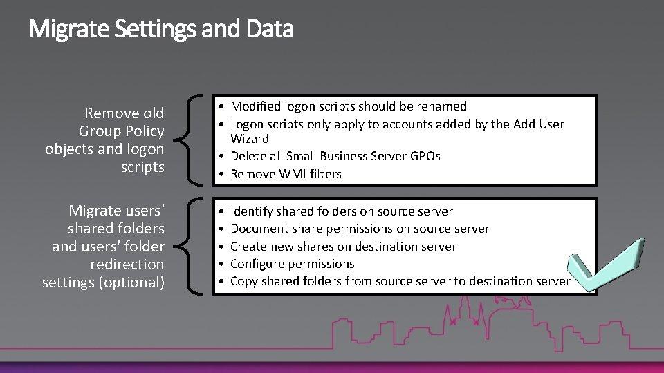 Remove old Group Policy objects and logon scripts • Modified logon scripts should be