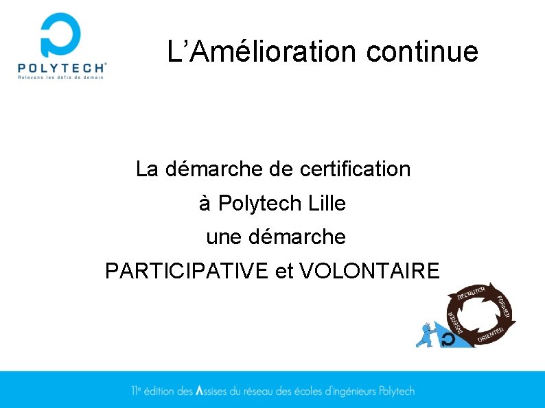 L’Amélioration continue La démarche de certification à Polytech Lille une démarche PARTICIPATIVE et VOLONTAIRE