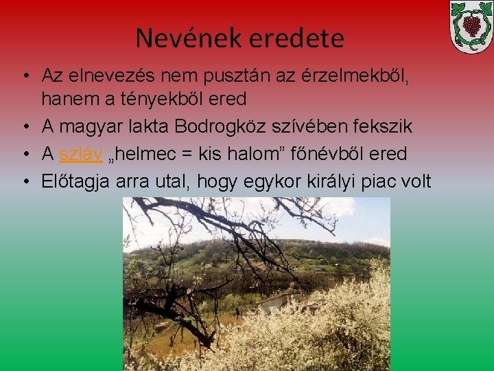 Nevének eredete • Az elnevezés nem pusztán az érzelmekből, hanem a tényekből ered •