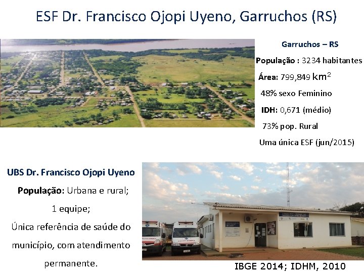 ESF Dr. Francisco Ojopi Uyeno, Garruchos (RS) Garruchos – RS População : 3234 habitantes