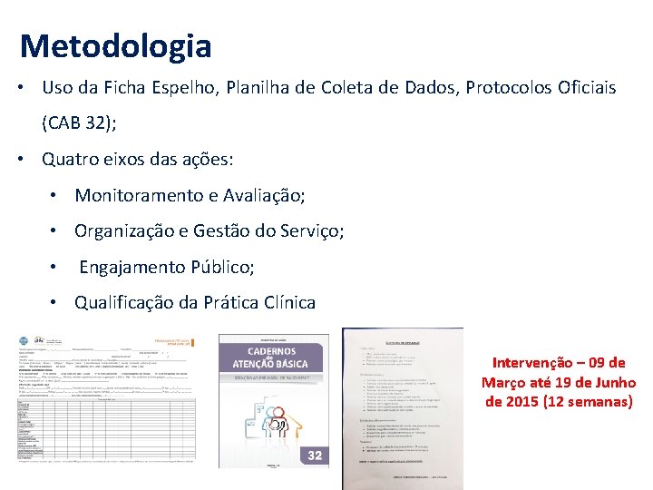 Metodologia • Uso da Ficha Espelho, Planilha de Coleta de Dados, Protocolos Oficiais (CAB
