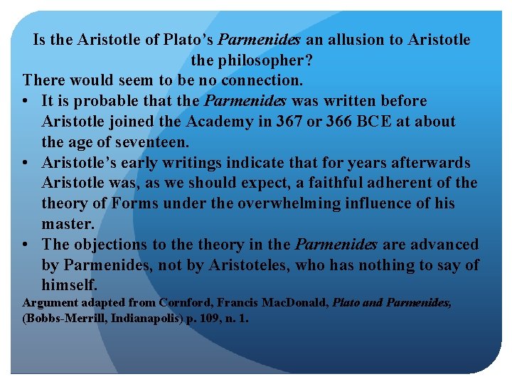 Is the Aristotle of Plato’s Parmenides an allusion to Aristotle the philosopher? There would