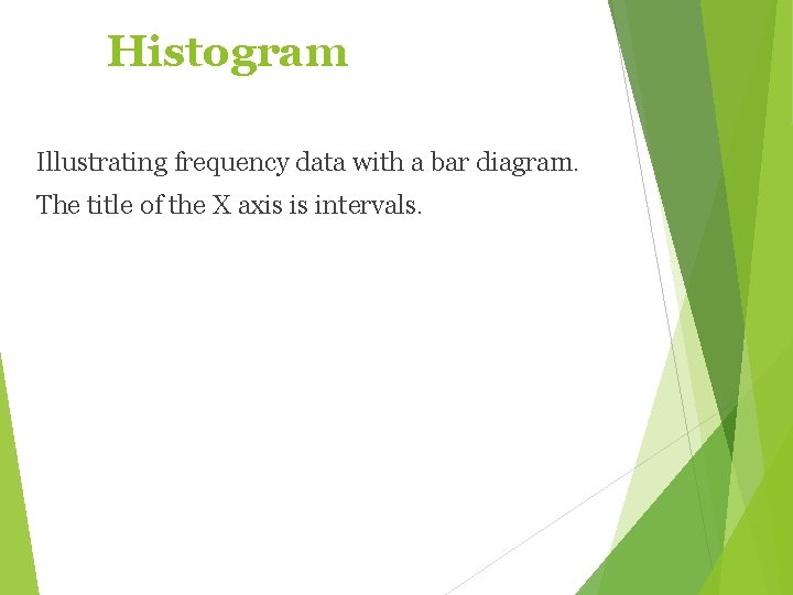 Histogram Illustrating frequency data with a bar diagram. The title of the X axis