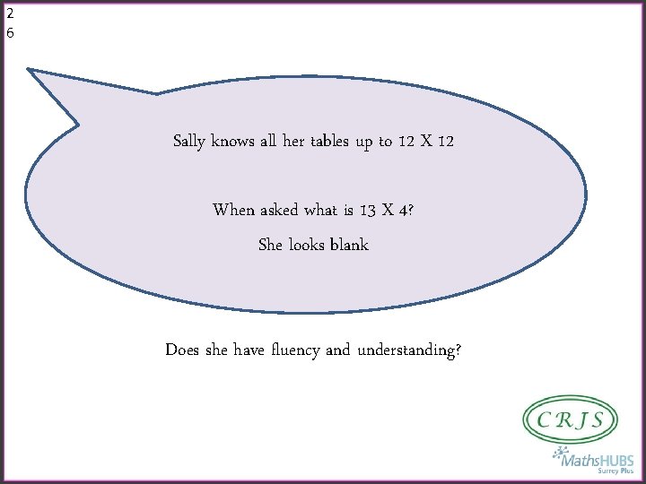 2 6 Sally knows all her tables up to 12 X 12 When asked